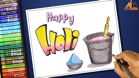 How To Draw Very Beautiful Holi Drawing Step By Step For Kids Youtube