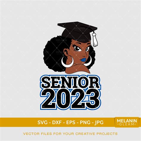 Senior 2023 Black Woman Graduation Svg Senior 2023 Graduation Hat