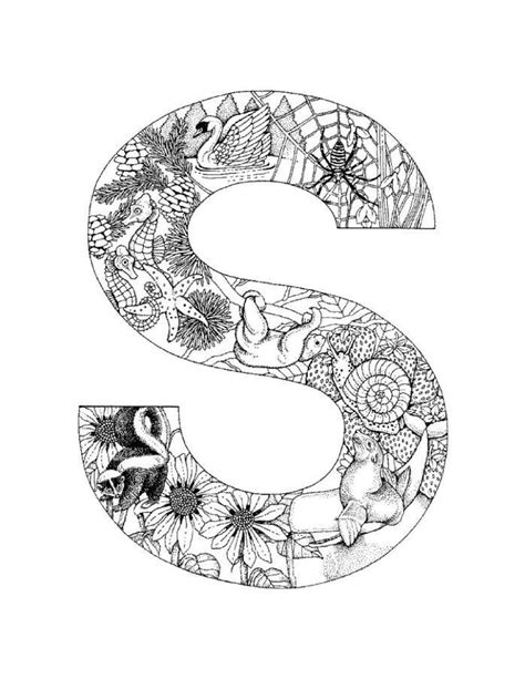 Customize the letters by coloring with markers or pencils. Letter S Coloring Pages for Adults | Alphabet coloring ...