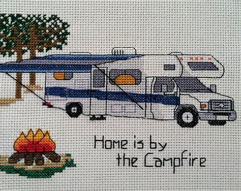 Pattern Camping Counted Cross Stitch Class C Home Is By The