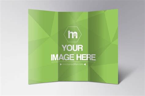 Download Online mockup generator for a classic 11x8,5 tri fold brochure. Front view of an inside tri fold ...