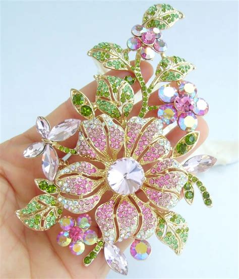 472 Gorgeous Orchid Flower Brooch Pin Pink Austrian Crystal Ee04712c2