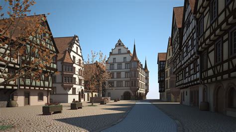 Old Town Square By Brykmann 3d Model Of A Square Of An Old Medieval