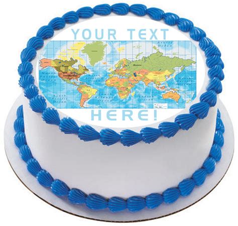 Detailed World Map Edible Cake Topper Cupcake Toppers Strips