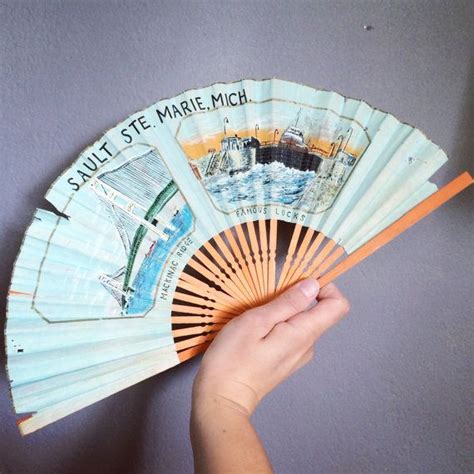 Vintage Paper Fan Michigan Souvenir Japanese Fan Hand Held Fan Etsy