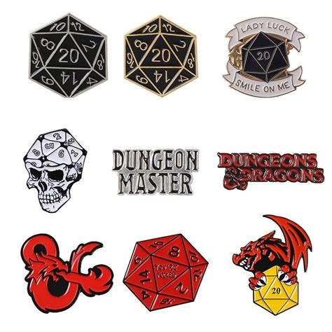 D20 Pins Dungeons And Dragons Twenty Sided Die Rpg Dandd Table Top Game