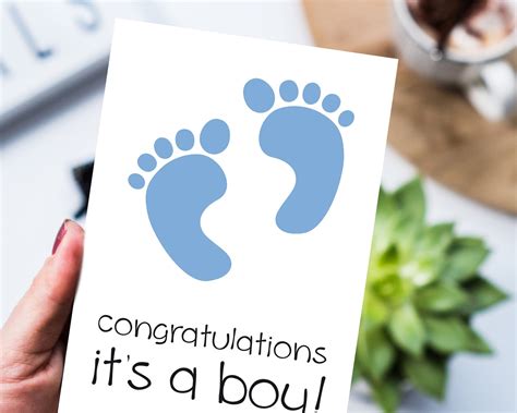 Baby Boy Card Printable Its A Boy Congratulations Cards Etsy