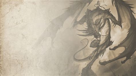 Wallpaper Illustration Women Monochrome Dragon Sketch Figure