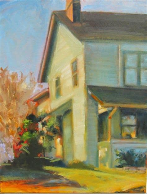 An Oil Painting Of A House And Trees