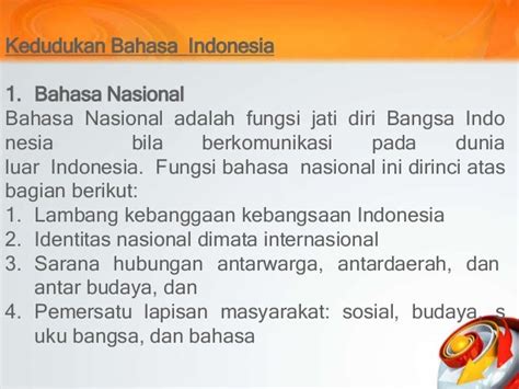 Kedudukan Dan Fungsi Bahasa Indonesia Sebagai Bahasa Nasional Dan Bah