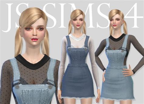 Js Sims 4 Denim Overall Skirt Set Sims 4 Downloads