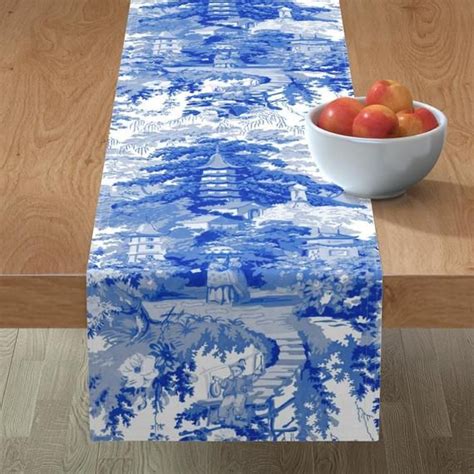 Chinoiserie Table Runner Chinoiserie Palace Willow Blue By Etsy In