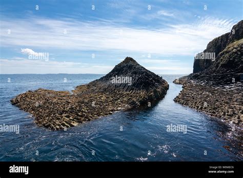 Basalt Rock Formations On Staffa Near Fingals Cave In Scotland Stock