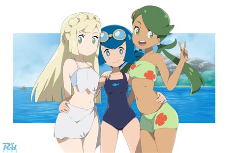 Lillie Lana And Mallow Pokemon And 2 More Drawn By R3dfive Danbooru