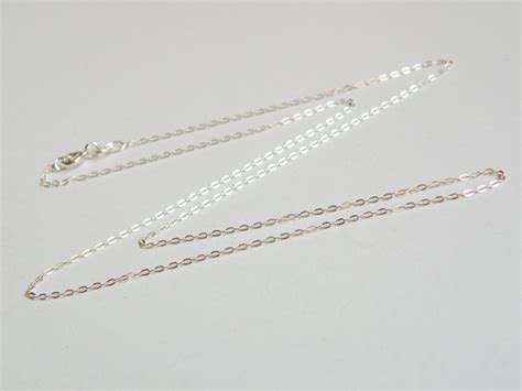 Flat Cable Chain Sterling Silver 18 Inch Necklace Spring Clasp Etsy
