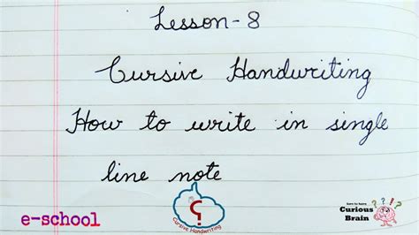 Cursive Handwriting Lesson 8 How To Join Letters One Line Notebook