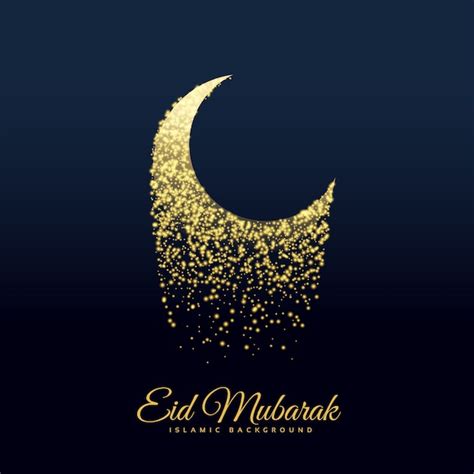 Sparkling Moon Design For Eid Mubarak Vector Free Download