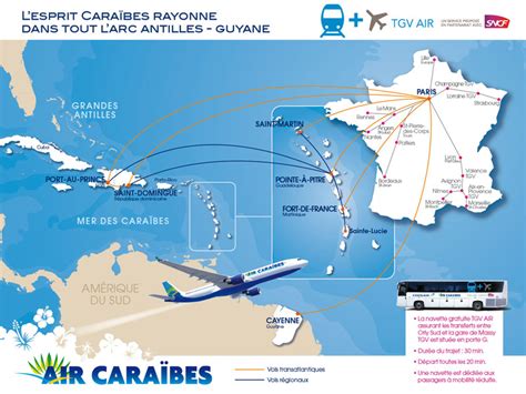 Most of the major cities are connected by air routes. Air Caraibes route map