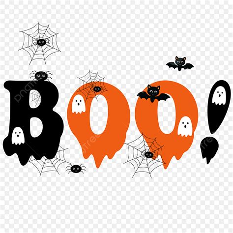 Hình ảnh Boo Halloween Với Nhện Ma Và Ma Cà Rồng Png Boo Halloween