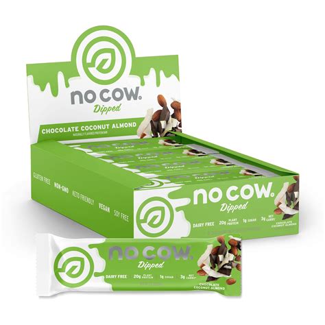 Buy No Cow Chocolate Dipped Protein Bars 20g Based Vegan Protein Low