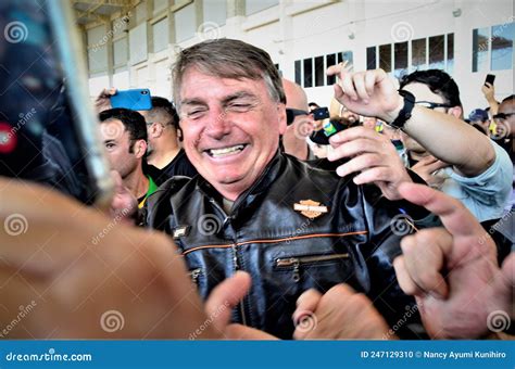 President Bolsonaro Smiling To Patriots On His Arrival At The Cca Event