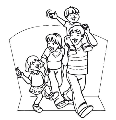 Dibujo de una pequeña familia. Familia de 6 integrantes para colorear - Imagui
