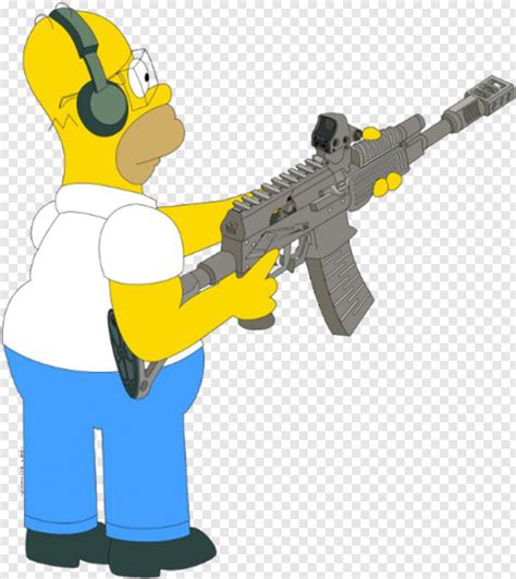 Homero Simpson Homer Simpson With Gun Hd Png Download 518x581