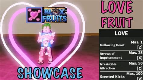 New Love Fruit Full Showcase In Blox Fruits Update 15 Youtube