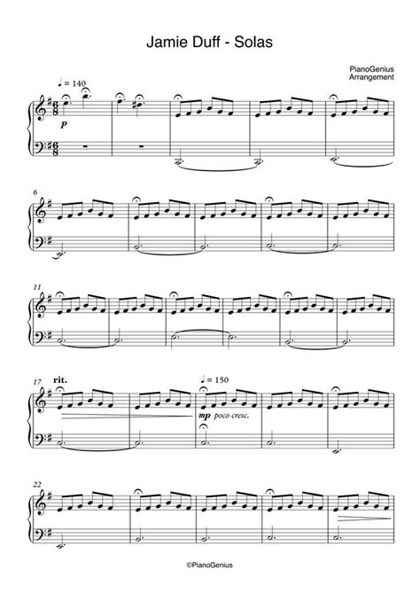 Jamie Duffy Solas Easy By Pianogenius Sheet Music