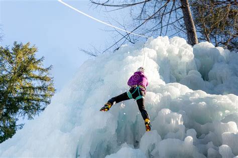 Climber With Ice Climbing Equipment Stock Image Image Of Extreme