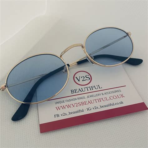 buy blue oval sunglasses retro rave vintage y2k unisex 90s 80s fashion glasses lens