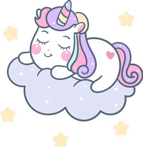 Cute Cartoon Unicorn Sitting On Cloud Fairy Tale Wall Decal Tenstickers