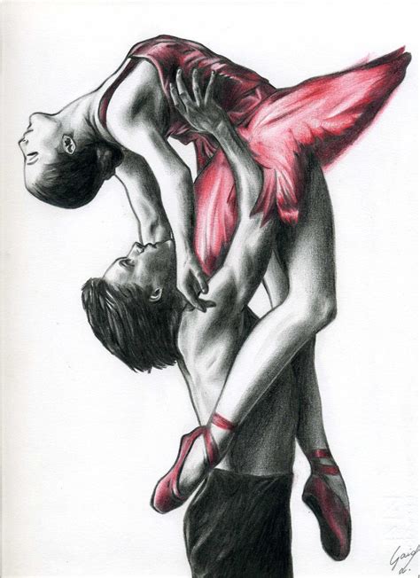 A Pencil Drawing Of Two People Doing Acrobatic Tricks With One Holding