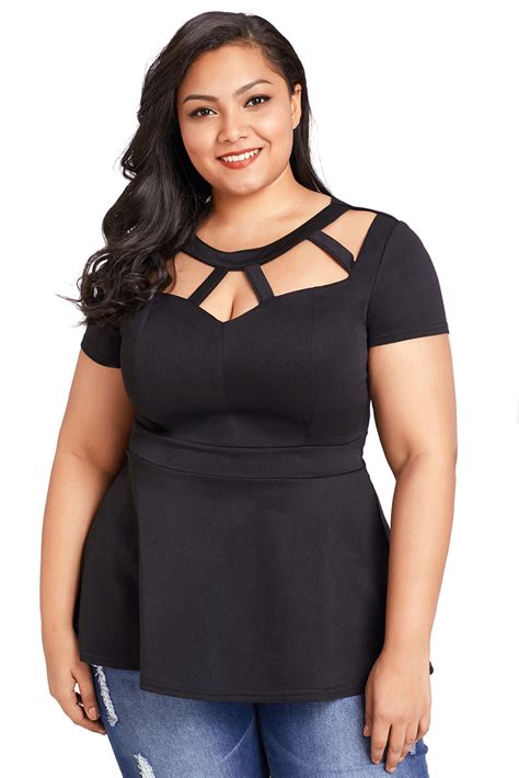 Sexy Black Plus Size Caged Top Sexy Affordable Clothing