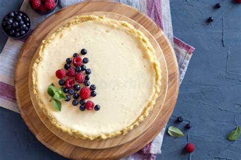 Cheesecake With Fresh Berries Stock Photo Image Of Mint Creamy 75746924
