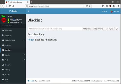 Static Blocking Lists Missing Under Blacklist Panel Help Pi Hole