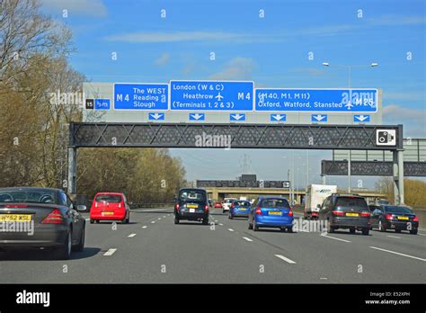 M4 Junction On M25 Motorway Surrey England United Kingdom Stock