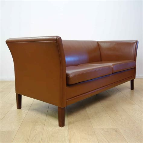 Danish Tan Leather Sofa Mark Parrish Mid Century Modern