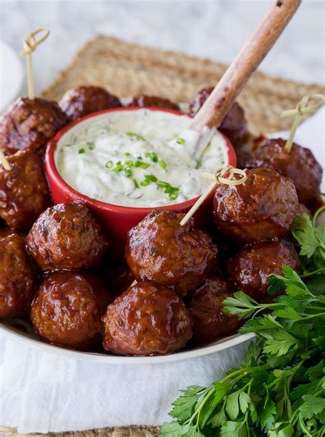 Cranberry Meatballs With Sour Cream Herb Dip Recipe Meatball