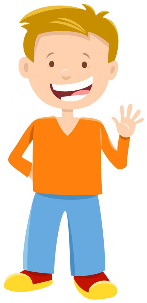Cartoon Illustration Of Happy Boy Character Vector