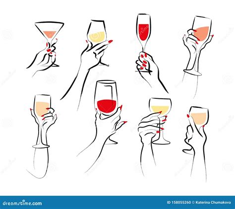 Vector Hand Drawn Illustration Of Woman S Hand Hold Wine Glass Isolated