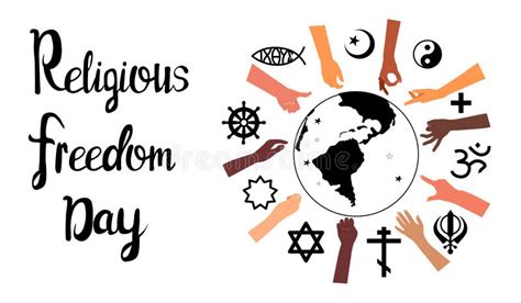 Religious Freedom Day Lettering Posterhuman Solidarity Stock Vector