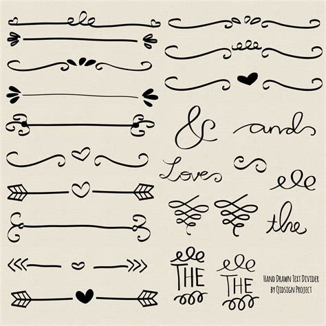 Hand Drawn Doodle Text Divider Swirly Clip Art For