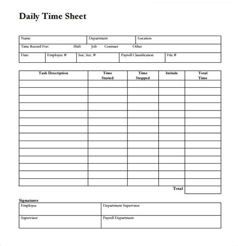 24 Sample Time Sheets Sample Templates