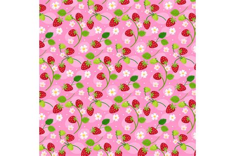 Strawberry Fruit Floral Pattern Graphic By Miss Chatz Creative Fabrica