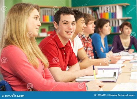 Teenage Students Studying In Classroom Stock Image Image Of