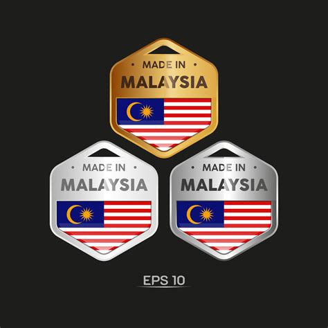 Made In Malaysia Label Stamp Badge Or Logo With The National Flag