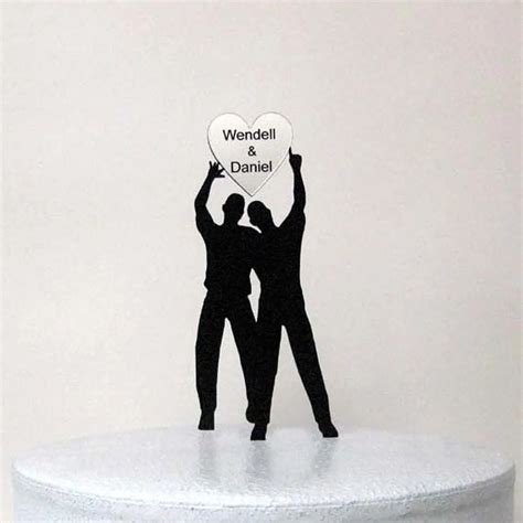 Personalized Wedding Cake Topper Same Sex Weddinggay Wedding With Personalized Names On Silver