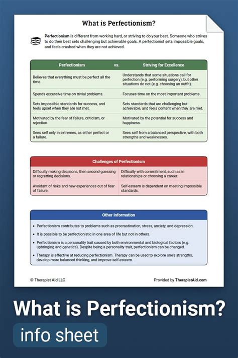 What is Perfectionism? (Worksheet) | Therapist Aid in 2021 | Therapy