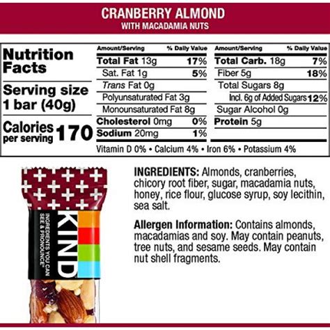 Kind Bars Cranberry Almond Antioxidants With Macadamia